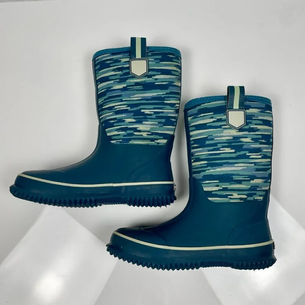 Lands End Children's Size 4 Blue Geometric Waterproof Rain and Snow Boots